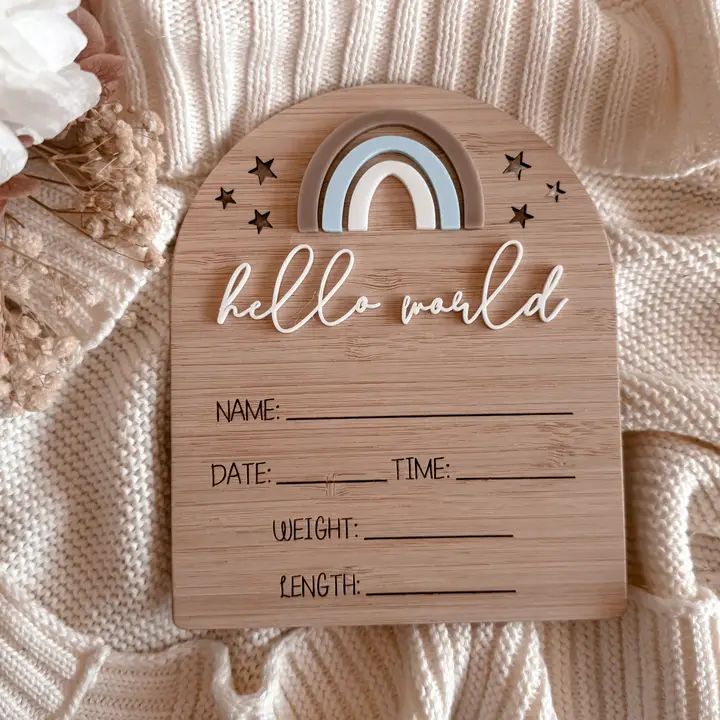 Rainbow Writeable Birth Announcement Sign