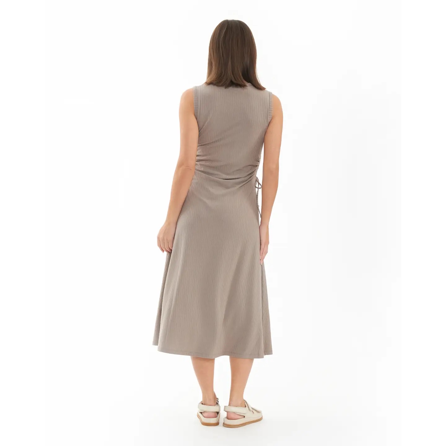 Carol Rib A-Line Dress Taupe - Image 2