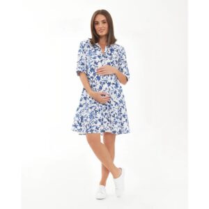 Bella Linen Dress White / Lapis