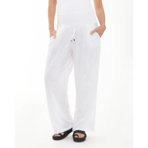 Indi Wide Leg Linen Pant White