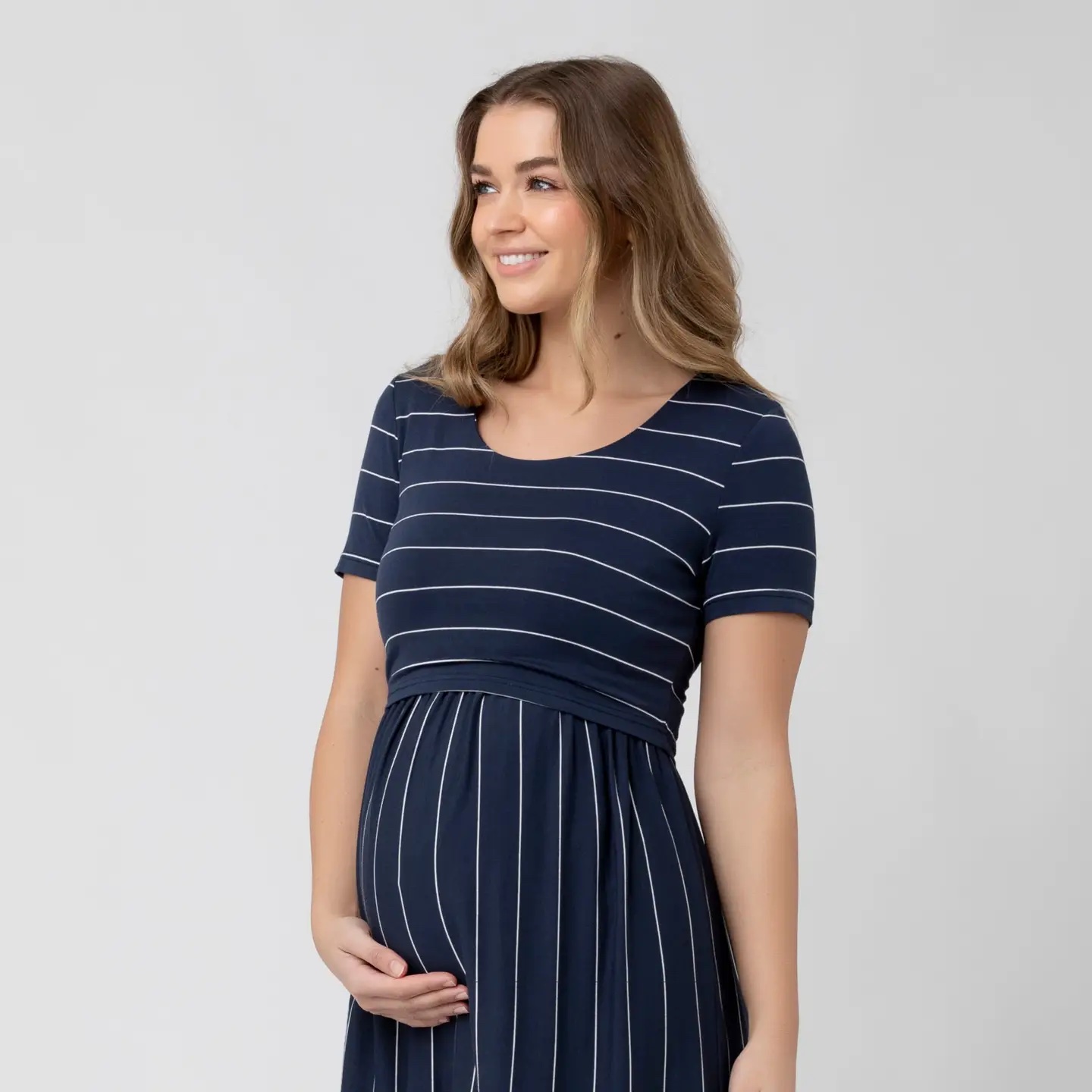 Crop Top Nursing Dress Indigo / White