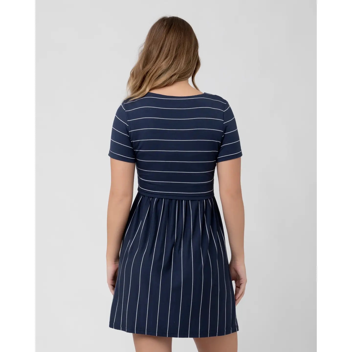 Crop Top Nursing Dress Indigo / White - Image 4