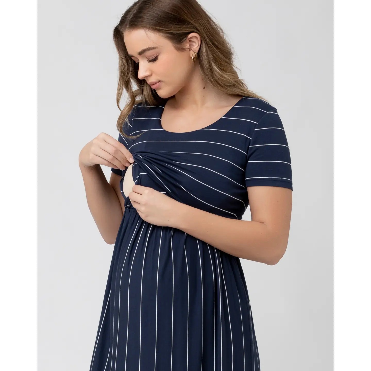 Crop Top Nursing Dress Indigo / White - Image 6