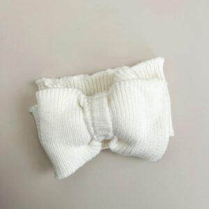 Ribbed Knit Oversized Bow - White