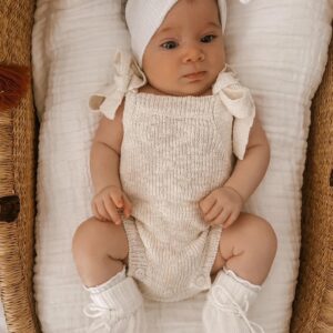 Textured Cotton Tie Romper - Sand