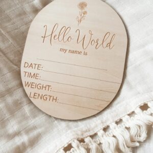Hello World Birth Flower Annoucement Disc