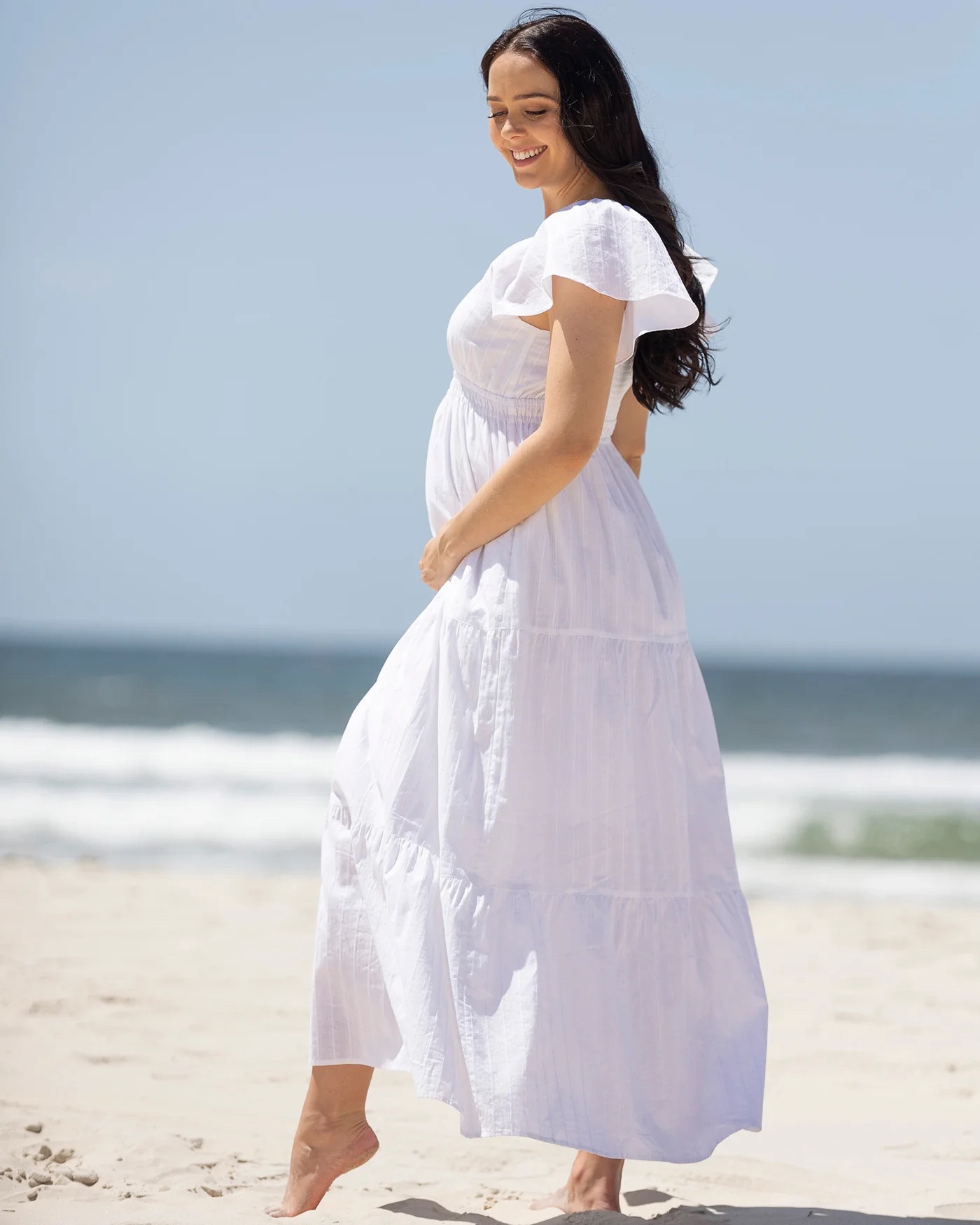 Serena Baby Shower Maternity Sundress in White - Image 2