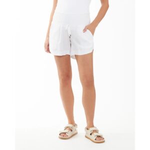 Indi Shirred Linen Short White