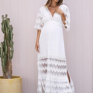 Roxy Lace Baby Shower Dress - White