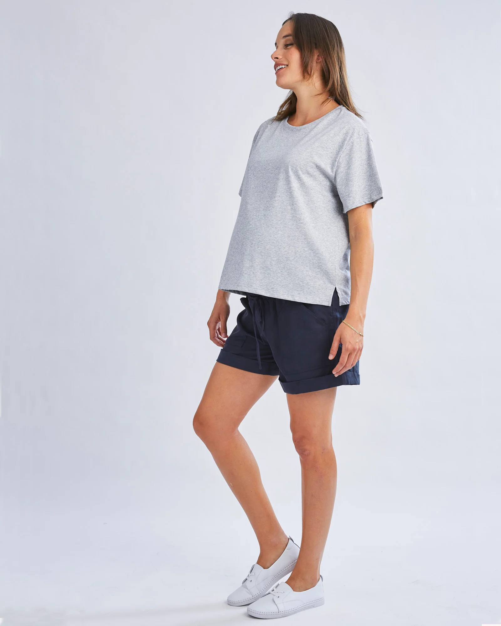 Angel Maternity Denim Tencel Shorts - Navy - Image 3