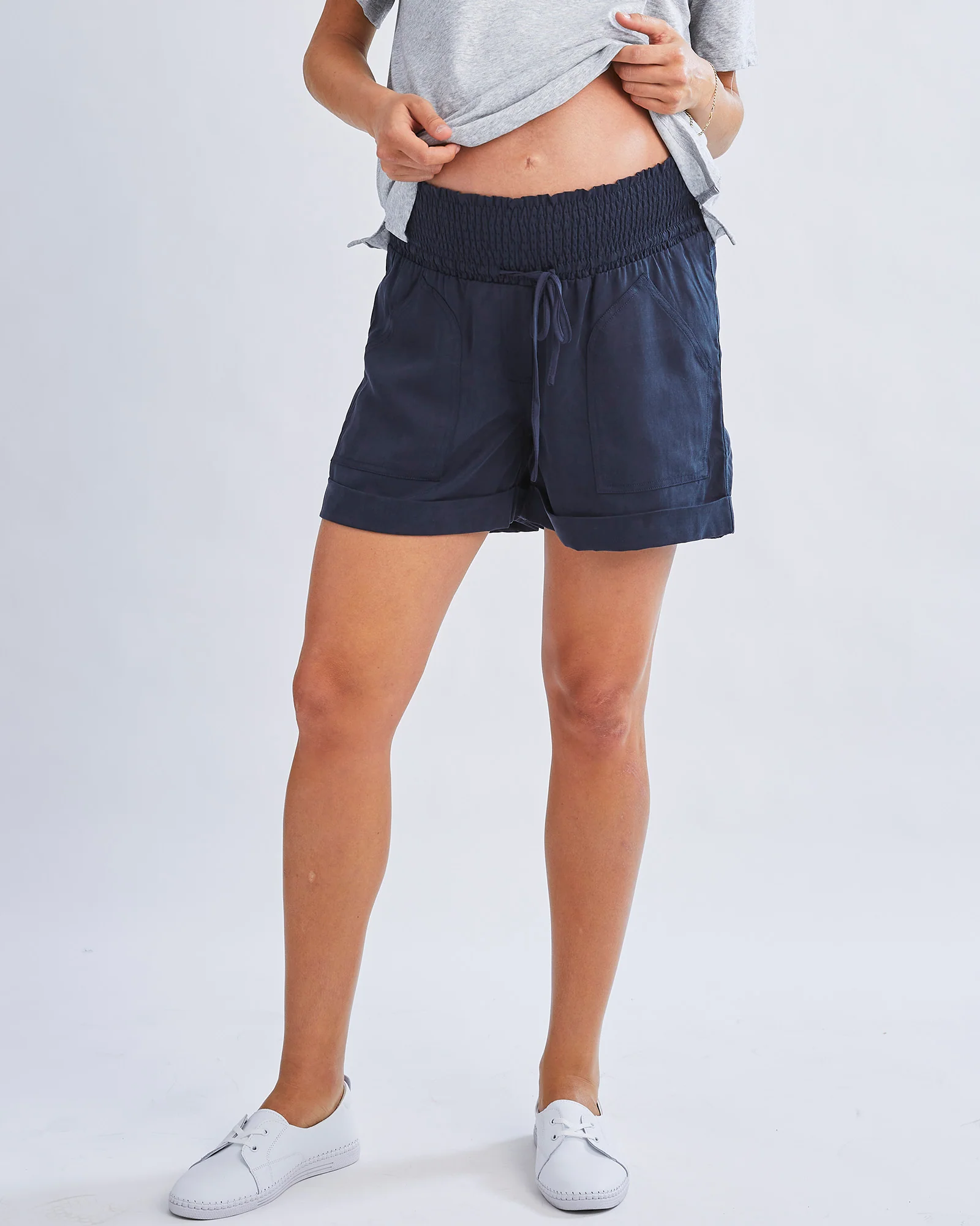 Angel Maternity Denim Tencel Shorts - Navy
