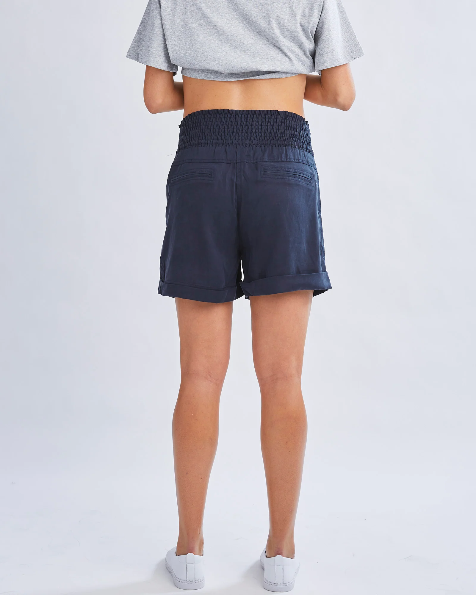 Angel Maternity Denim Tencel Shorts - Navy - Image 2