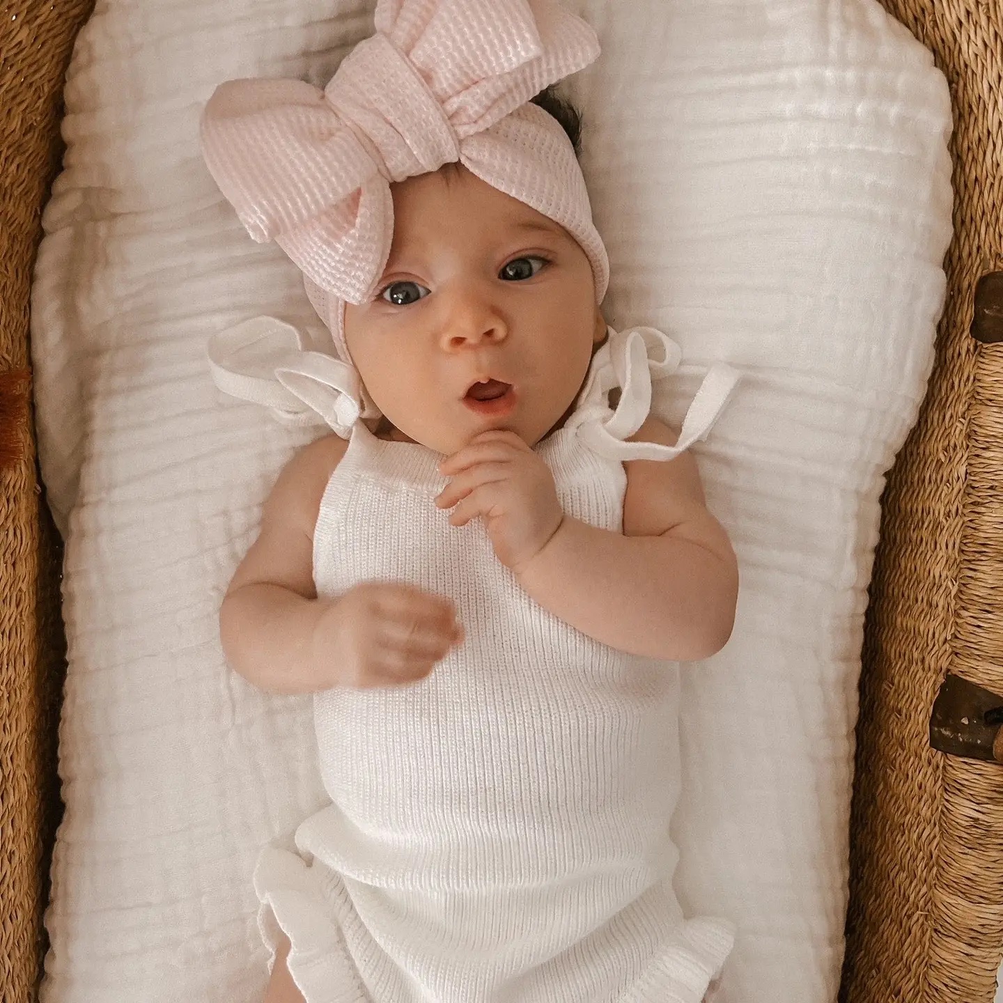 Thin Rib Frill Romper - Milk