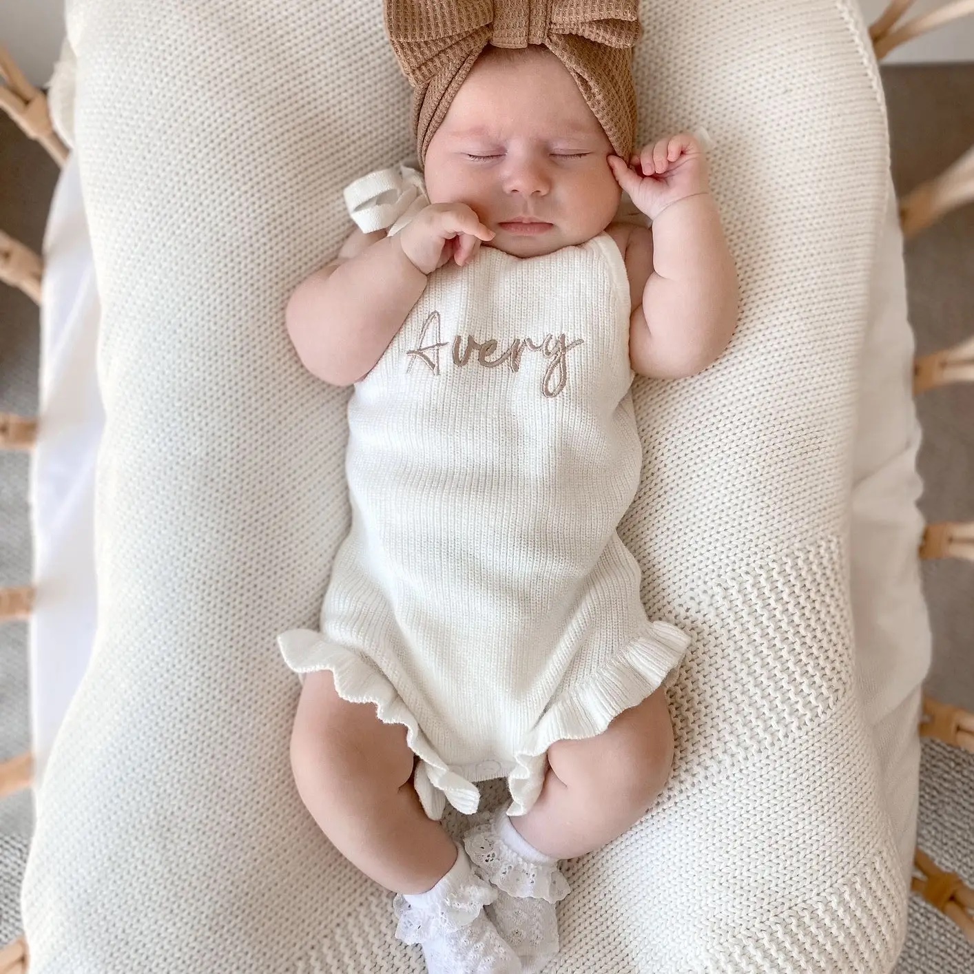 Thin Rib Frill Romper - Milk - Image 3