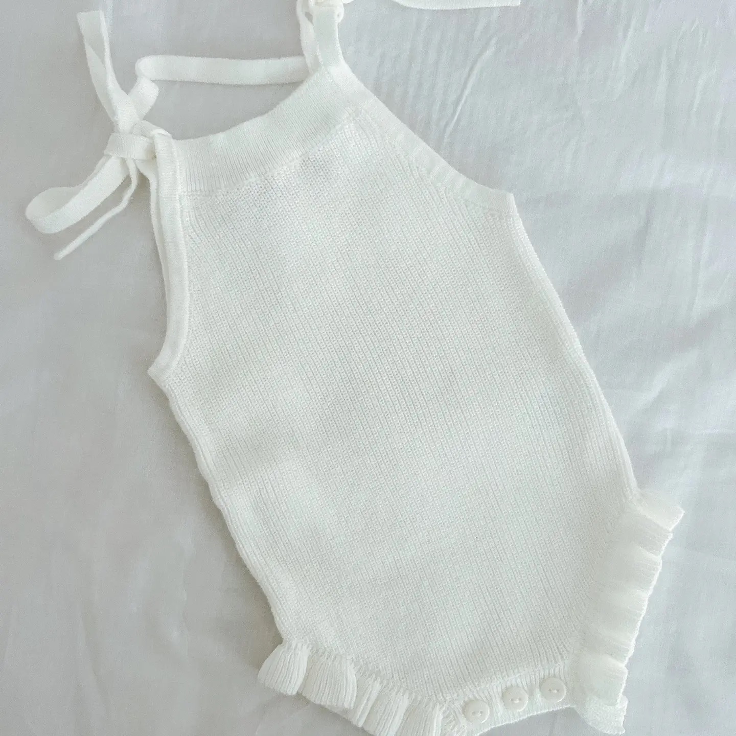 Thin Rib Frill Romper - Milk - Image 2