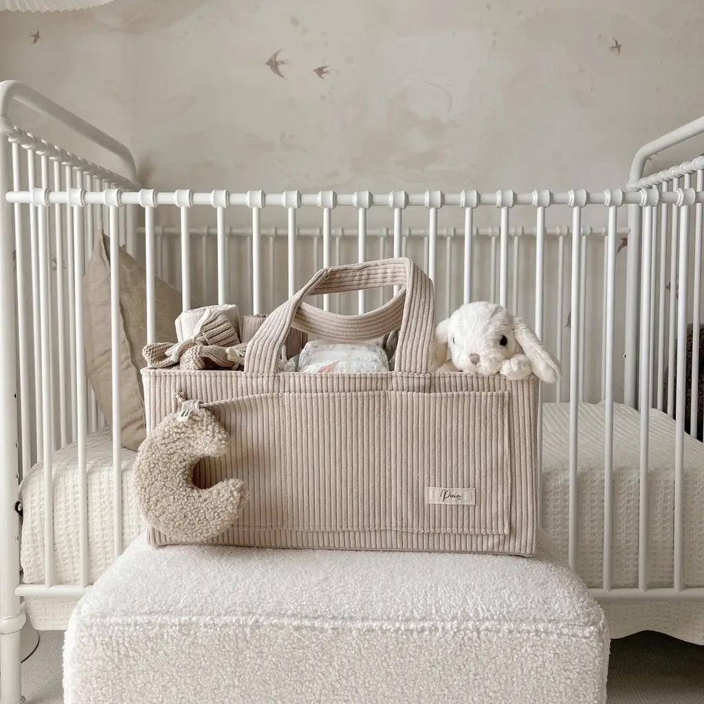 Nappy Caddy Organiser - Cord | Taupe - Image 2