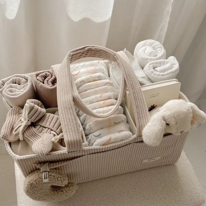 Nappy Caddy Organiser - Cord | Taupe - Image 4