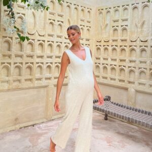 Soon Maternity - Collette Linen Knit Feeding Jumpsuit