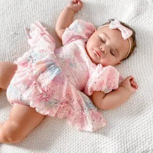 Polly Puff Sleeve Rainbow Baby Romper