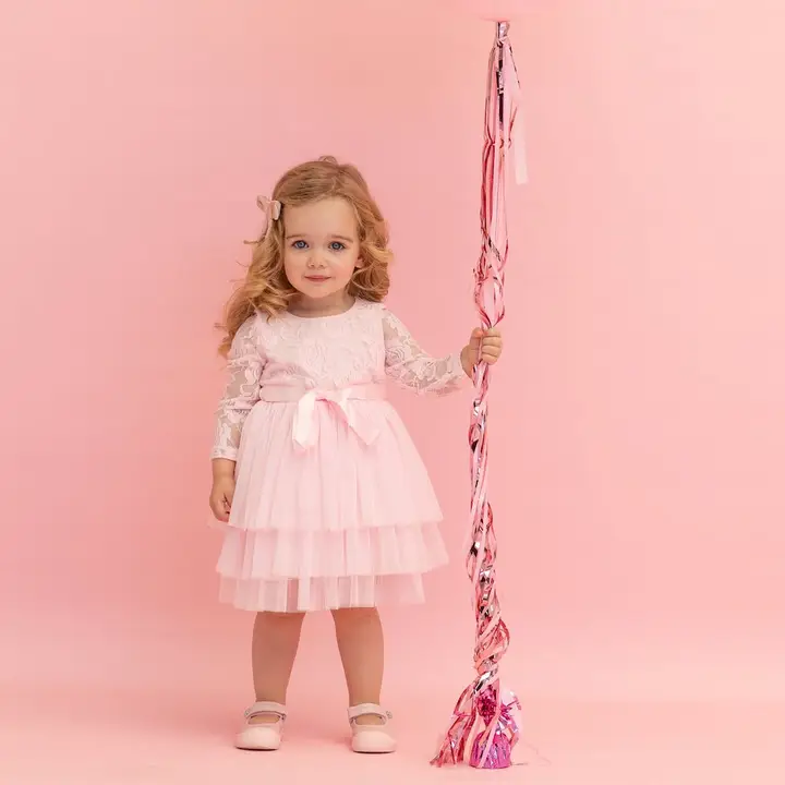 My First Lace Tutu Long Sleeve - Pink - Image 4