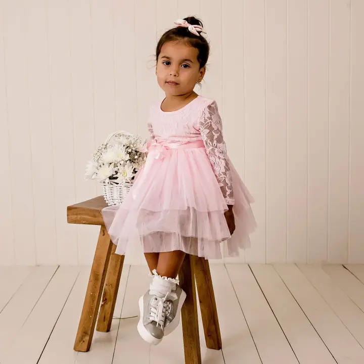 My First Lace Tutu Long Sleeve - Pink - Image 5