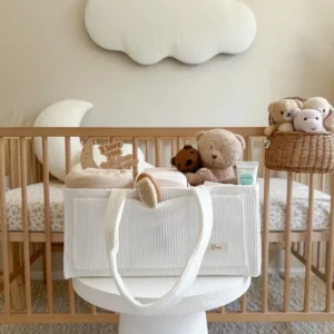 Nappy Caddy Organiser - Cord | White