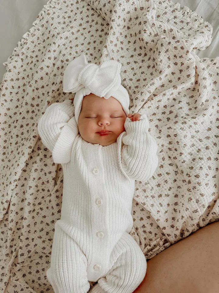 Long Flutter Ribbed Romper | Milk - Image 3