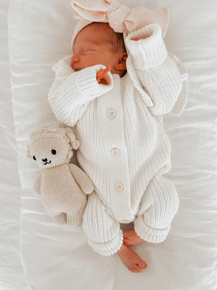 Long Flutter Ribbed Romper | Milk