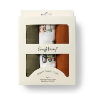 Large Organic Muslin Wraps 3 Pack - Diggers/Olive/Bronze