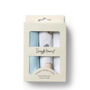 Small Organic Muslin Cloths 3 Pack - Dragon/Milk/Baby Blue