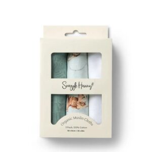 Small Organic Muslin Cloths 3 Pack - Kittens/Sage/Milk