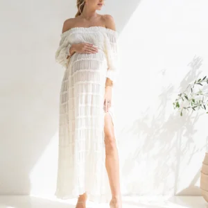 Mariana Sheer Maternity Photoshoot Dress in White