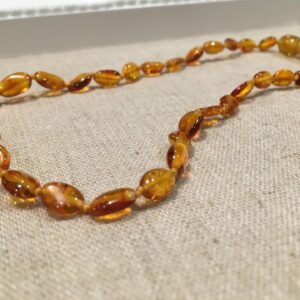 Baltic Amber Teething Necklace - Polished Honey Bean