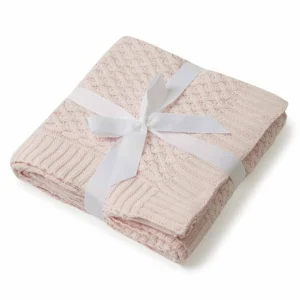 Snuggle Hunny Blush Pink Diamond Knit Organic Baby Blanket