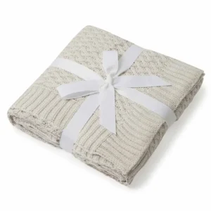 Snuggle Hunny Warm Grey Diamond Knit Organic Baby Blanket