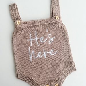 He's Here - Classic Romper | Teddy Brown