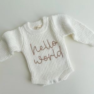 Hello World Textured Snow Romper