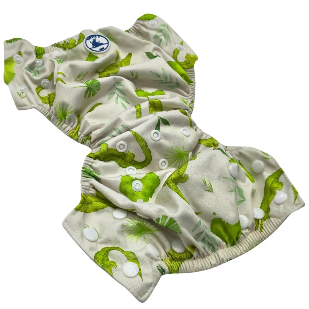 Reusable Swim Nappy & Mini Wet Bag Combo ~ Crocodiles - Image 4