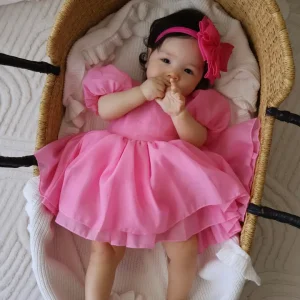 A Little Lacey Delia Hot Pink Baby Dress