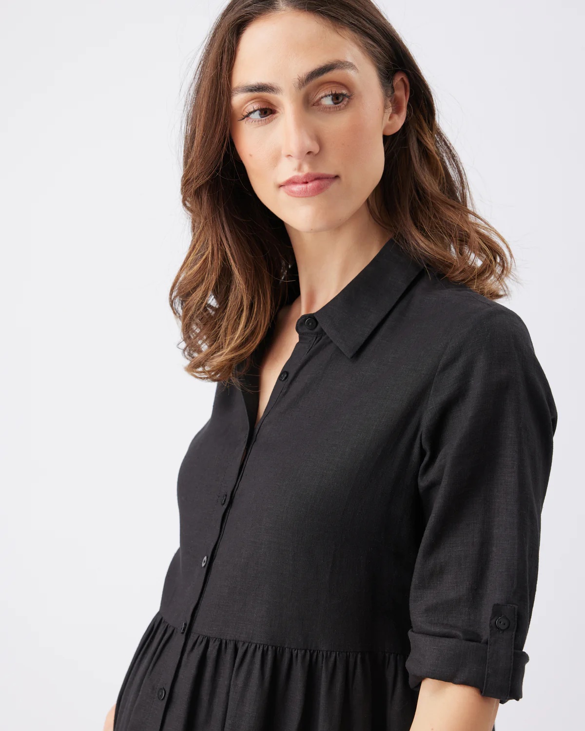 Ripe Adel Linen Dress Black - Image 5
