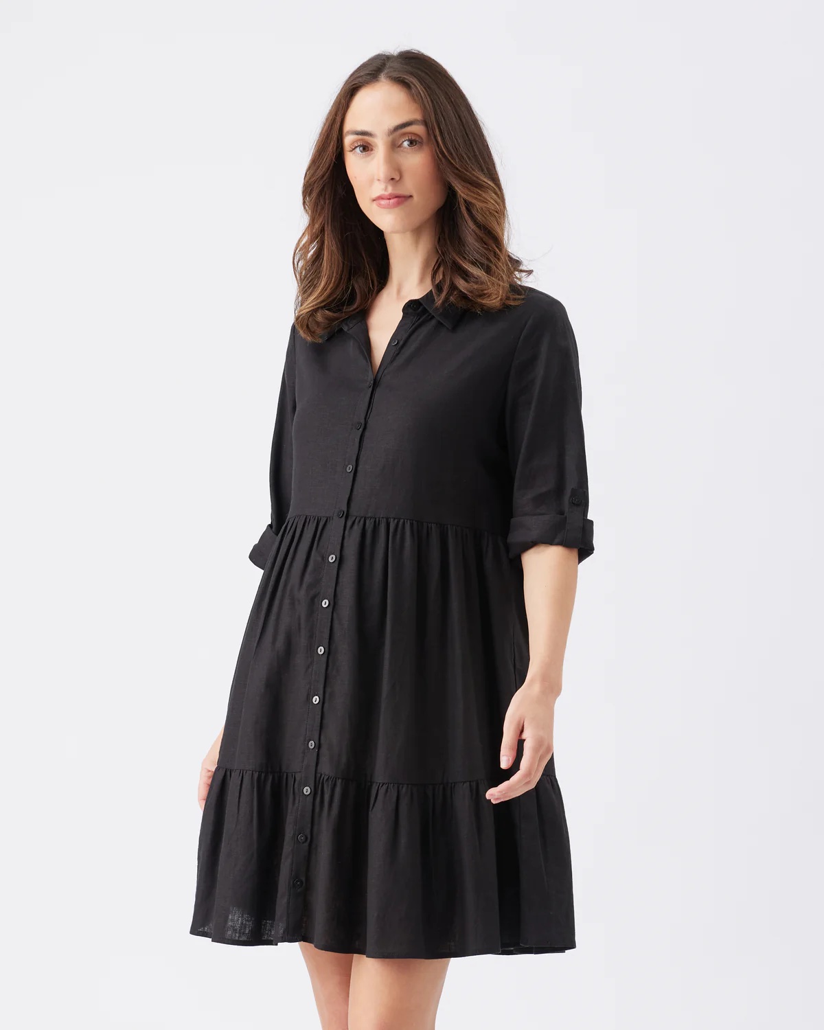 Ripe Adel Linen Dress Black - Image 4