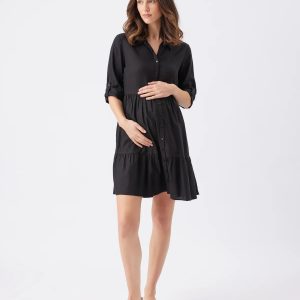 Ripe Adel Linen Dress Black