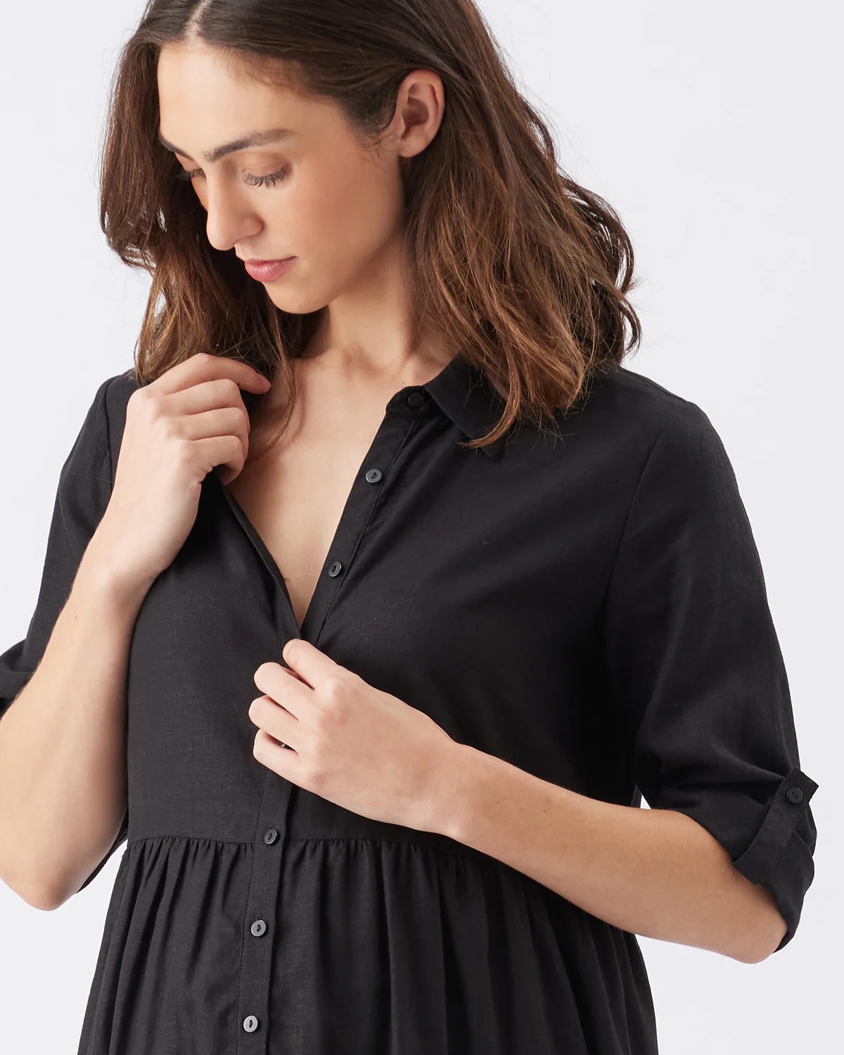 Ripe Adel Linen Dress Black - Image 2