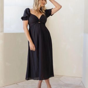 Fabia Reversible Tie Maternity Dress In Black