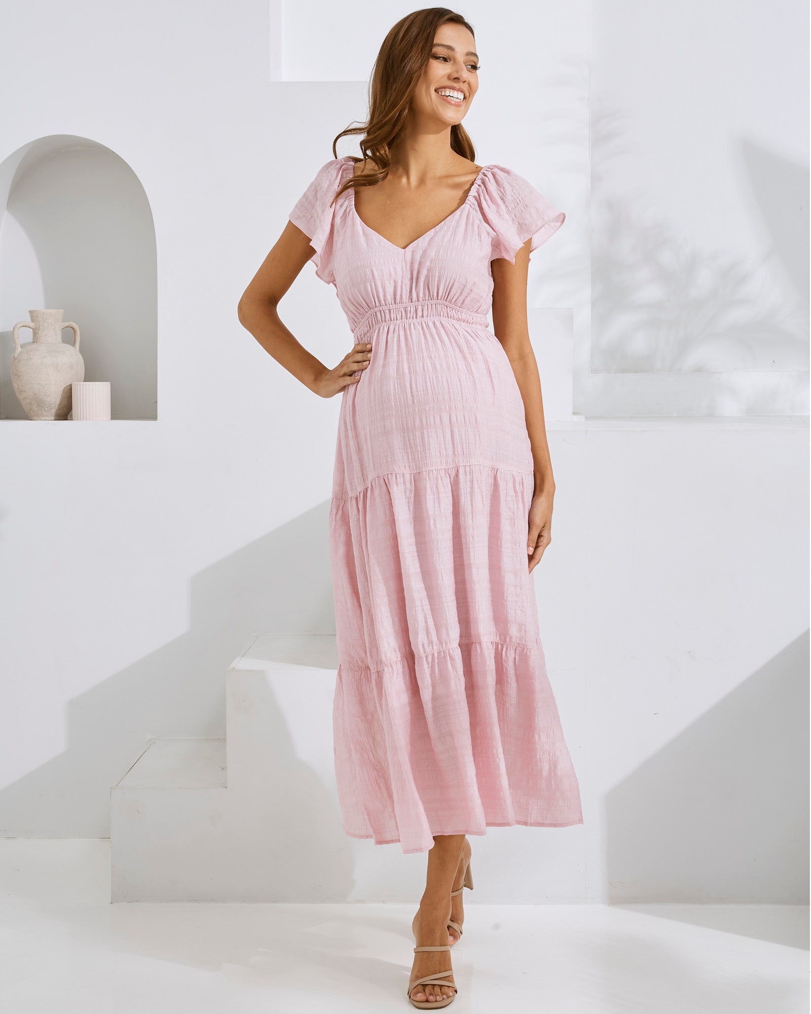 Lila Baby Shower Maternity Dress in Candy Pink - Image 2
