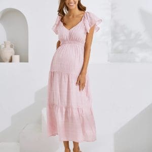 Lila Baby Shower Maternity Dress in Candy Pink