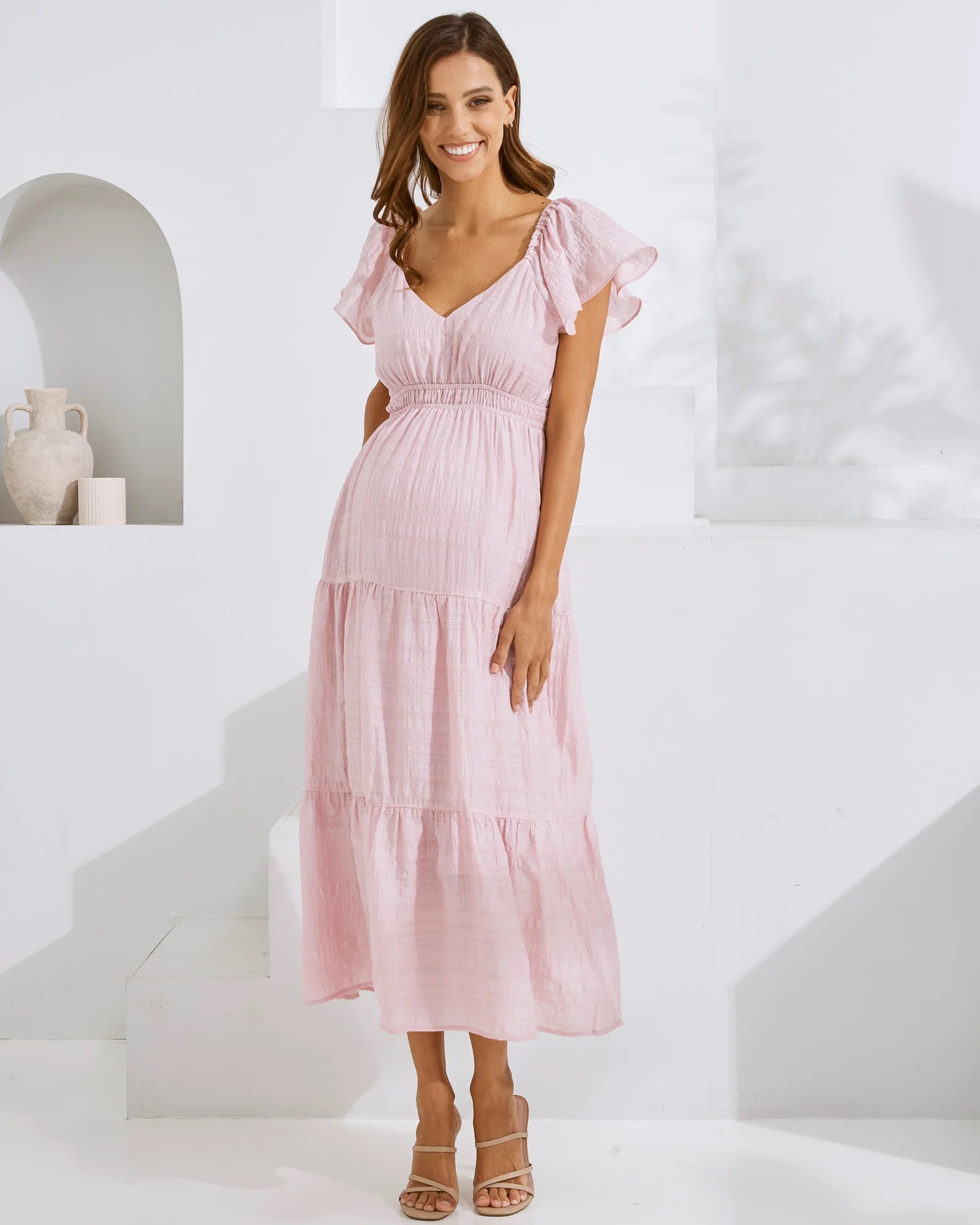 Lila Baby Shower Maternity Dress in Candy Pink