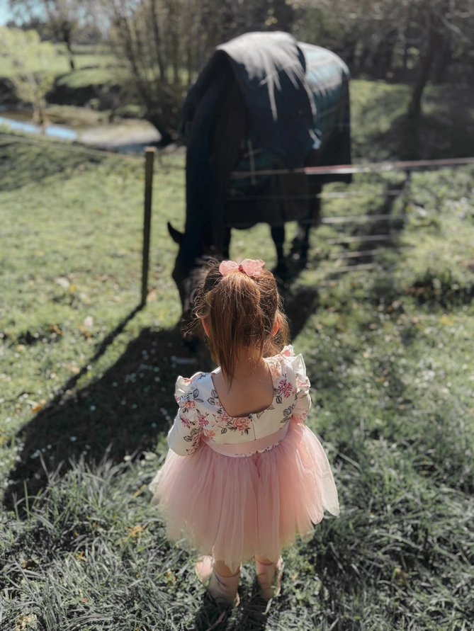 A Little Lacey - Audrey Rose Girls Long Sleeve Dress - Dusty Pink - Image 4