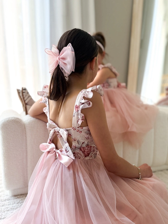 A Little Lacey - Audrey Rose Girls Tulle Dress - Nectar - Image 4