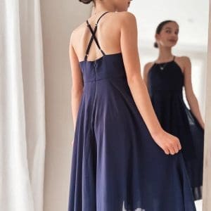 A Little Lacey Anna Girls Hi Low Dress - Navy Blue